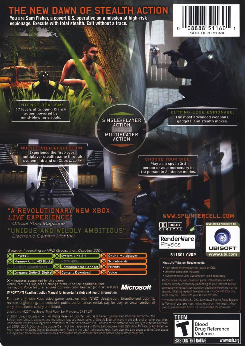 Tom Clancy's Splinter Cell: Pandora Tomorrow official promotional image -  MobyGames